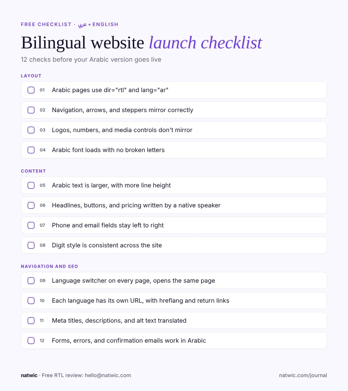 12-point checklist for launching a bilingual Arabic and English website in the UAE
